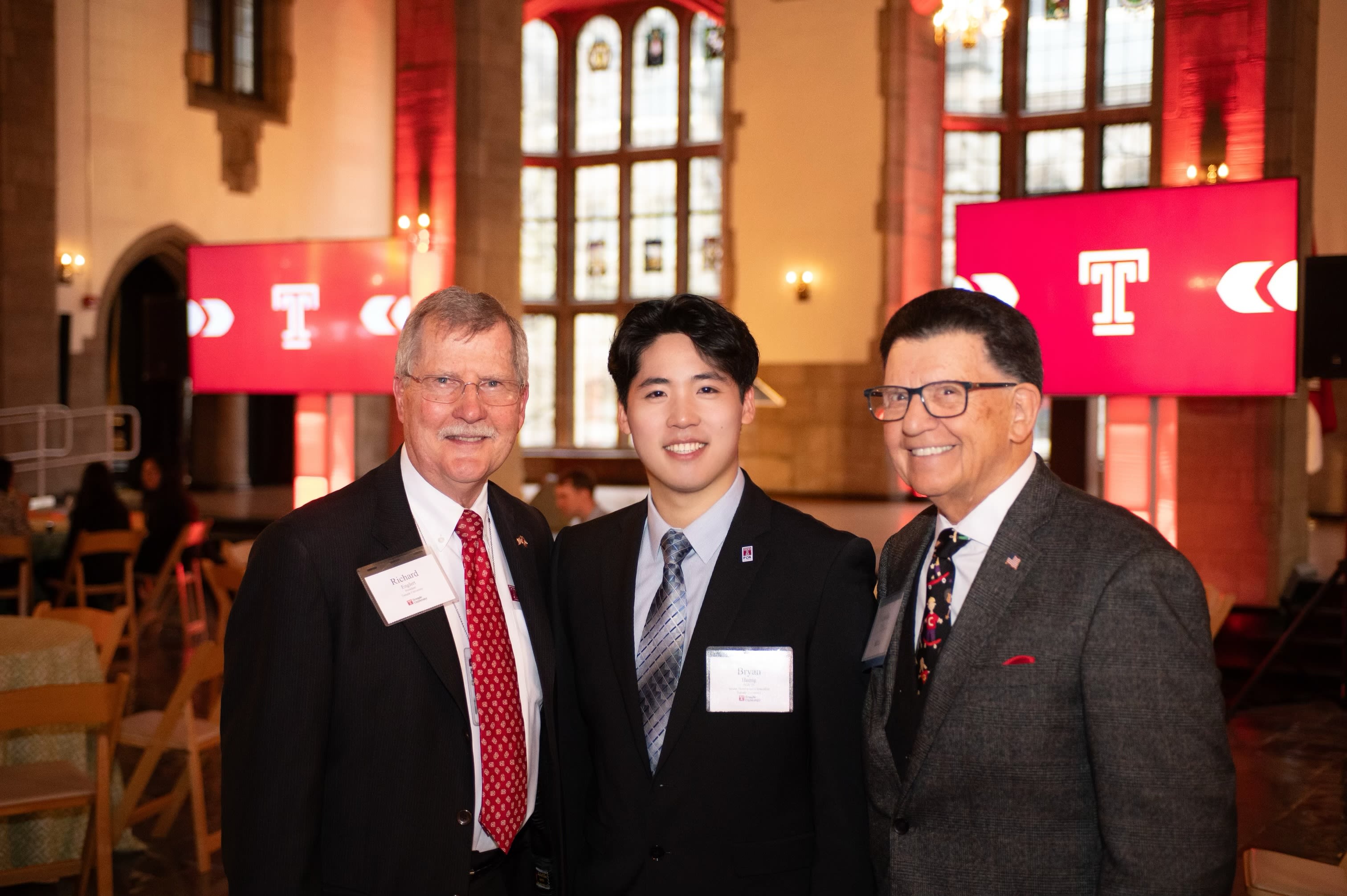 Left to Right: President Englert, Bryan Huang and Nicholas Rago at the 2024 Scholarship Reception